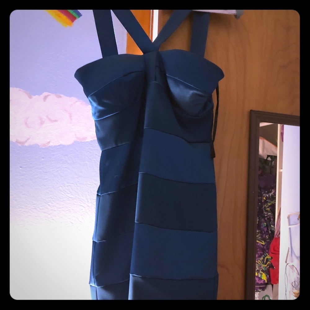 Halter style blue dress